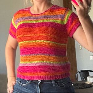 Sigrid Sport Olsen colourful Striped boxy tee, boho, bright